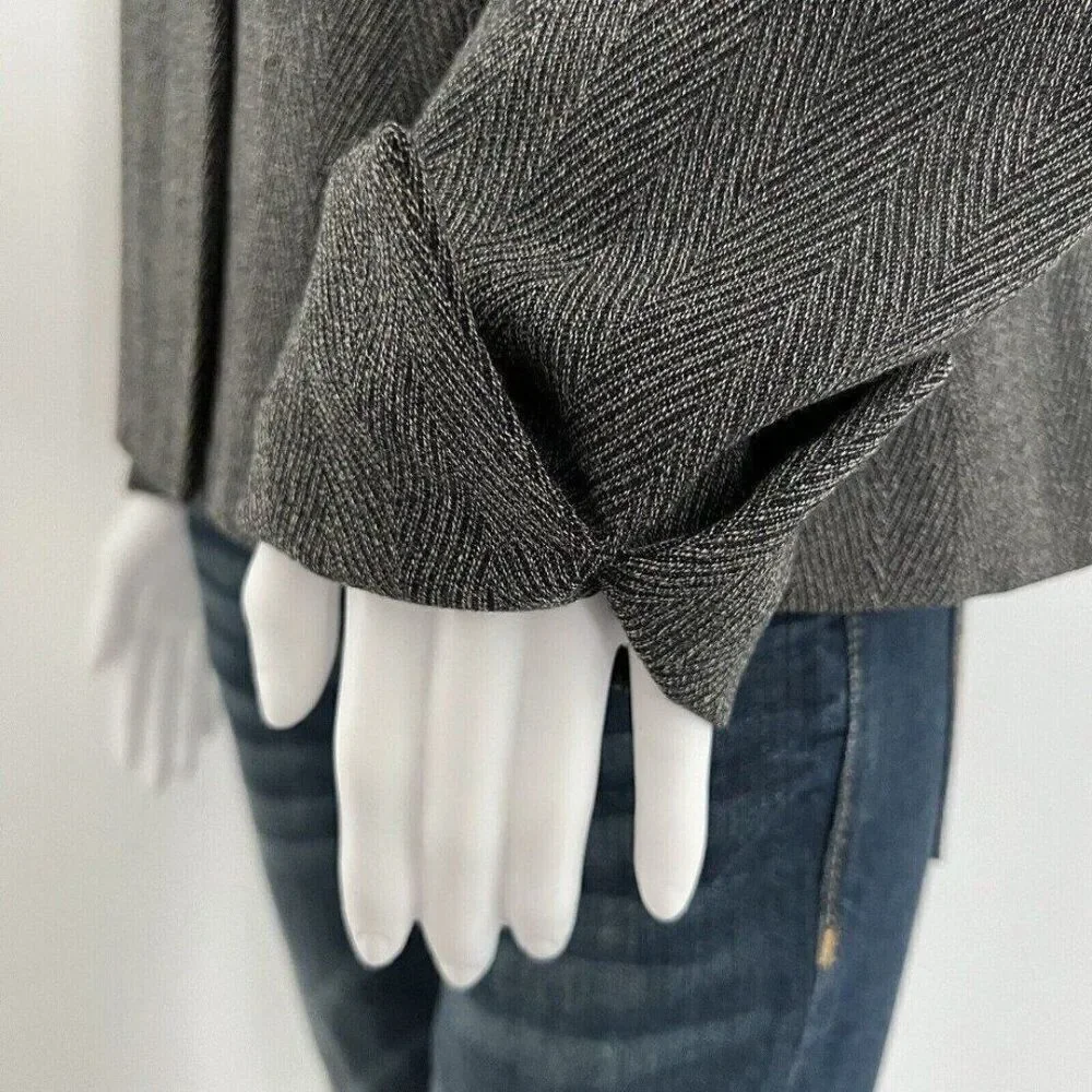 Vintage Christian Dior Women's Herringbone Jacket Size 8 Gray Worsted Wool USA